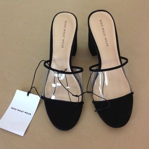 danielle vinyl heeled mules